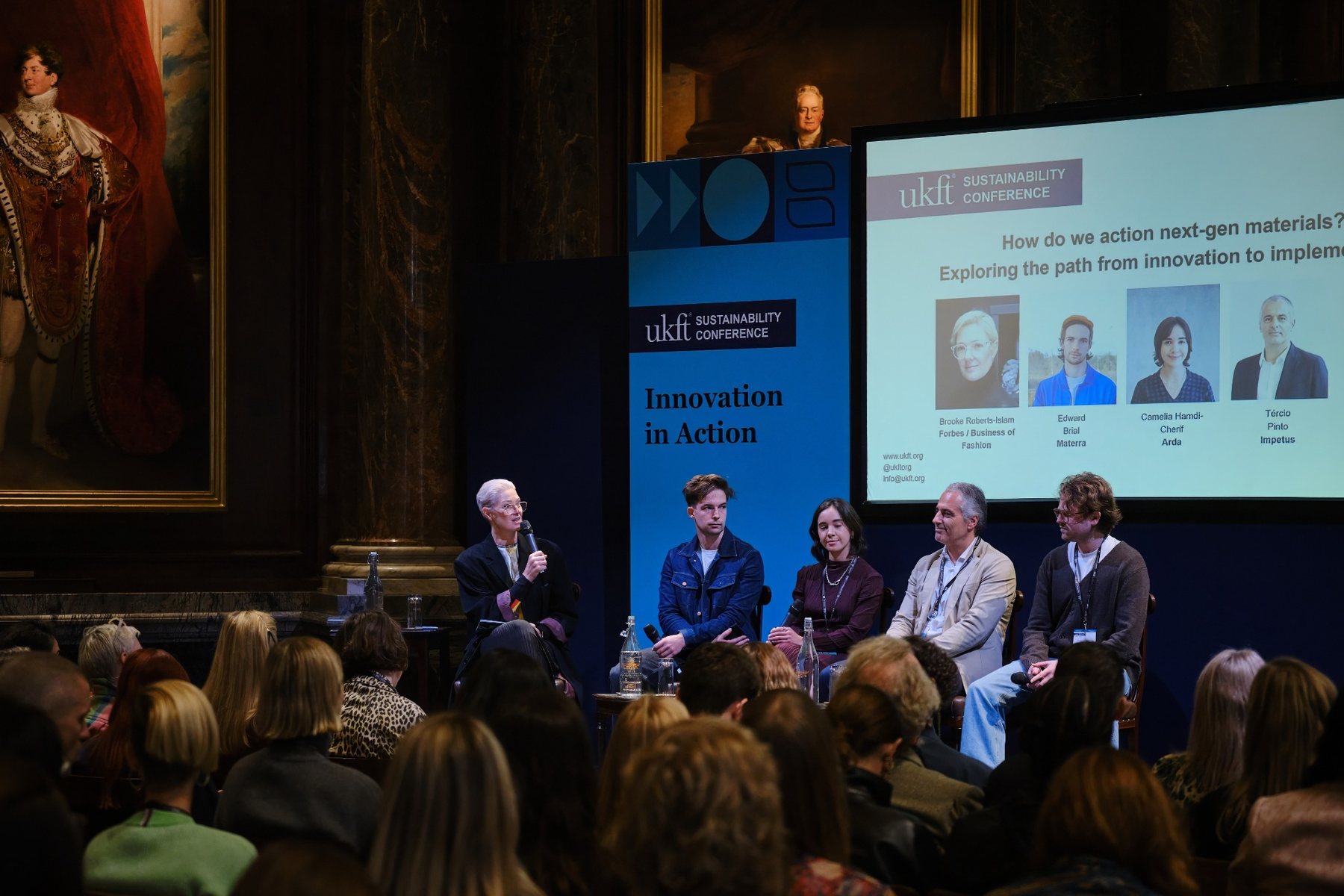Brooke Roberts-Islam moderating an industry panel at the UKFT Sustainability Conference
